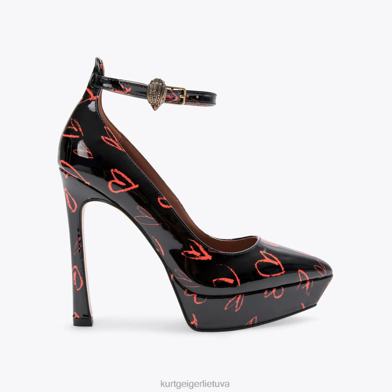 Kurt Geiger moterys Londono Shoreditch platformos teismas T2T28408 juoda raudona | avalynė