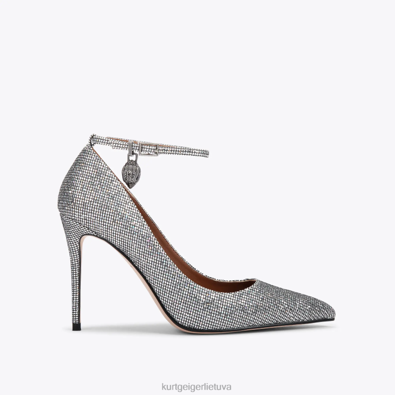 Kurt Geiger moterys Londono Shoreditch stiletas T2T28419 sidabro derinys | avalynė