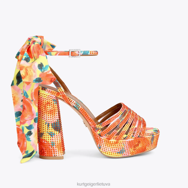 Kurt Geiger moterys Londono pierra kulkšnies kaklaraiščio platforma T2T28288 oranžinė | avalynė