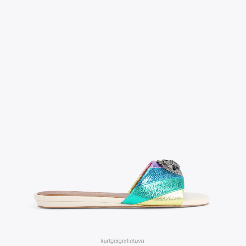 Kurt Geiger moterys london Kensington plokščios basutės T2T28225 metalo derinys | avalynė