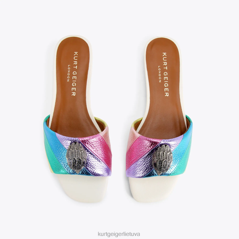 Kurt Geiger moterys london Kensington plokščios basutės T2T28225 metalo derinys | avalynė