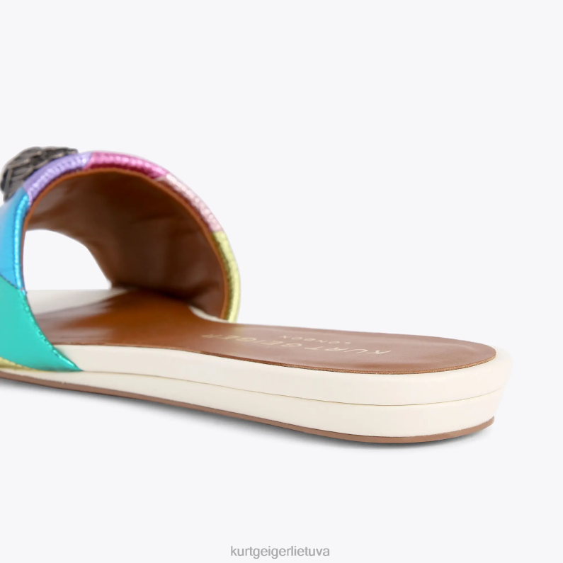 Kurt Geiger moterys london Kensington plokščios basutės T2T28225 metalo derinys | avalynė