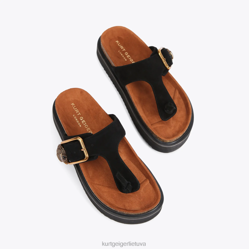 Kurt Geiger moterys londono erelio sagties t-baro čiuožyklos T2T28441 juodas | avalynė