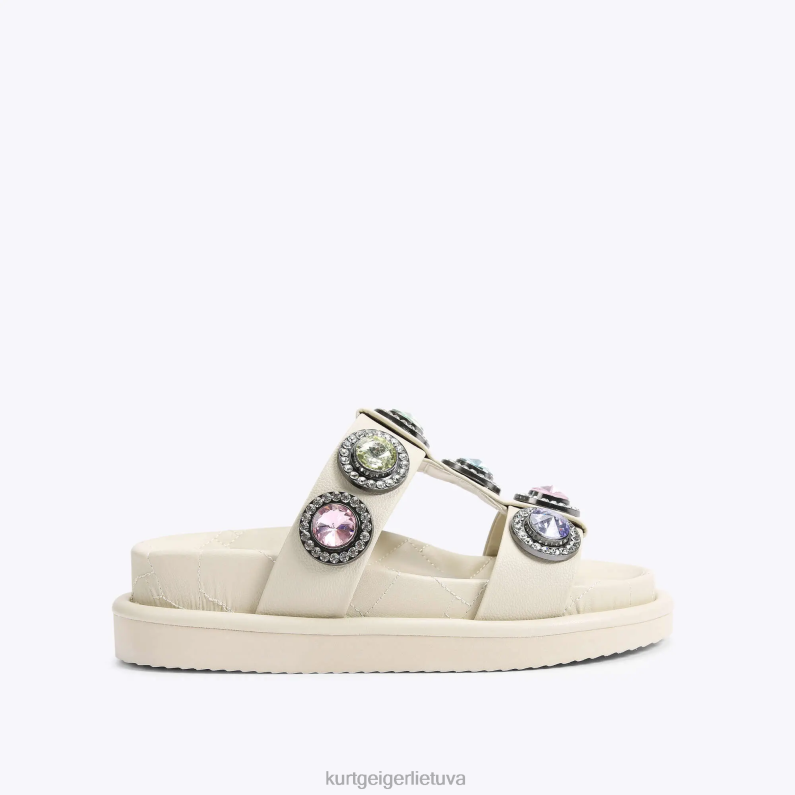 Kurt Geiger moterys londono orson krištolo sandalai T2T28428 kaulų derinys | avalynė