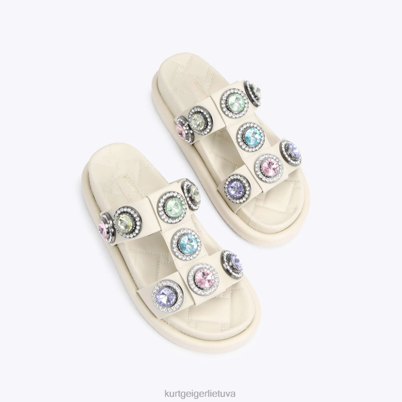 Kurt Geiger moterys londono orson krištolo sandalai T2T28428 kaulų derinys | avalynė