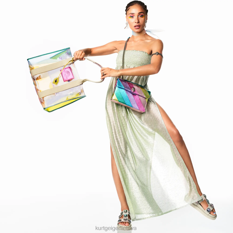 Kurt Geiger moterys londono orson krištolo sandalai T2T28428 kaulų derinys | avalynė