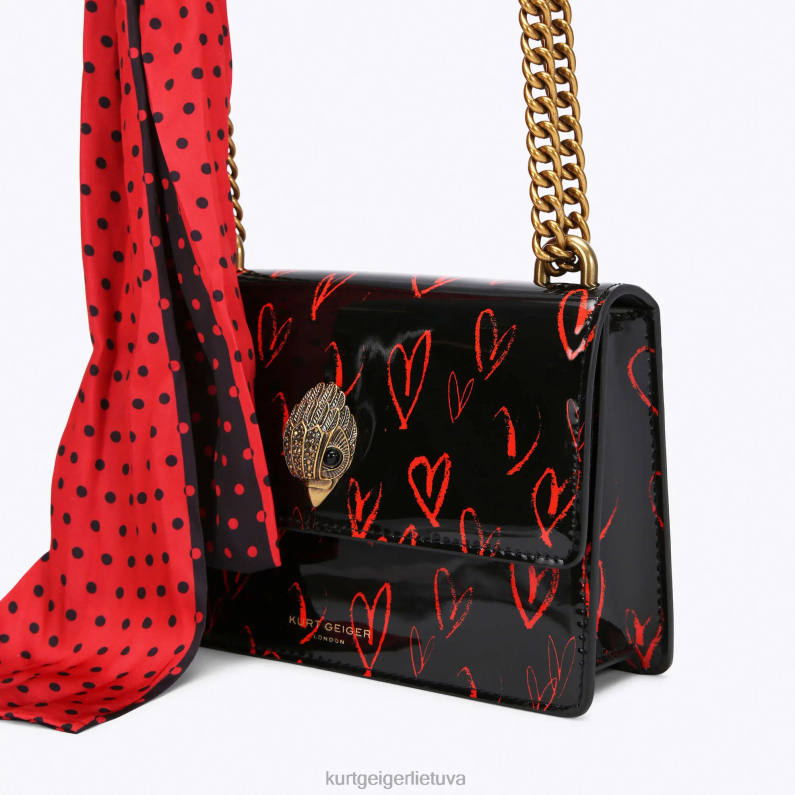 Kurt Geiger moterys london Shoreditch mažas kryžius kūnas T2T28116 juoda raudona | krepšiai