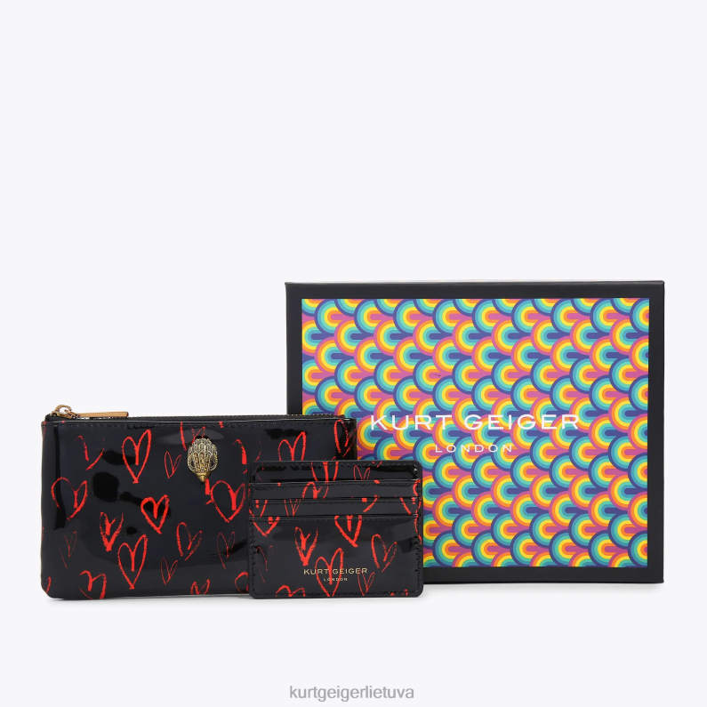 Kurt Geiger moterys londono erelio maišelio dovanų rinkinys T2T28499 juoda raudona | krepšiai