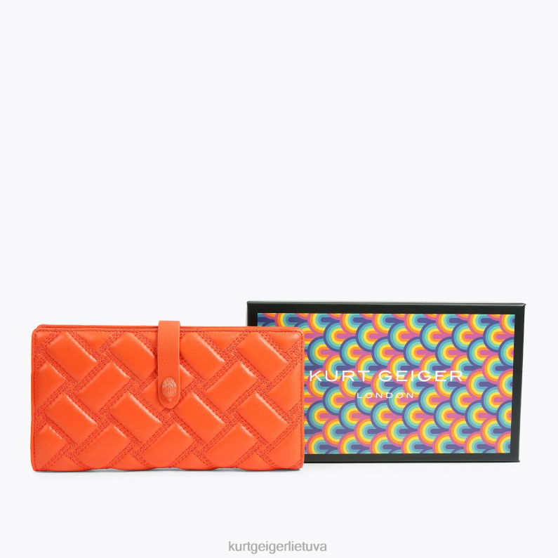 Kurt Geiger moterys londono odinė minkšta piniginė T2T28275 oranžinė | krepšiai