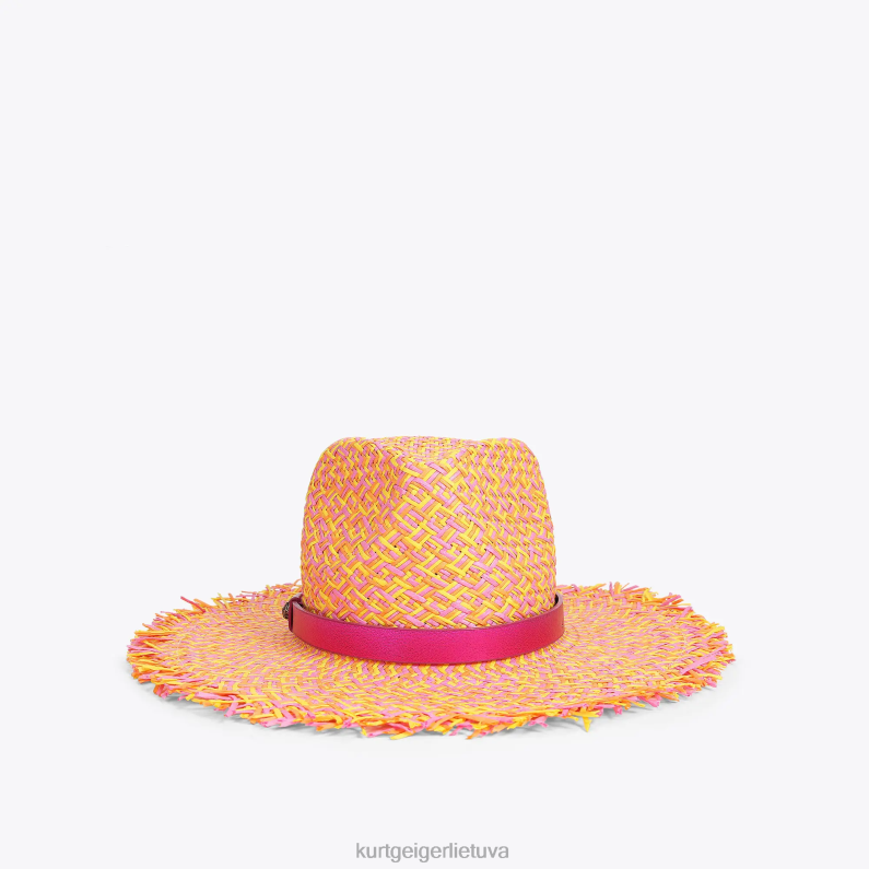 Kurt Geiger moterys Londono šiaudų kutais fedoros skrybėlė T2T28474 rožinis derinys | priedai